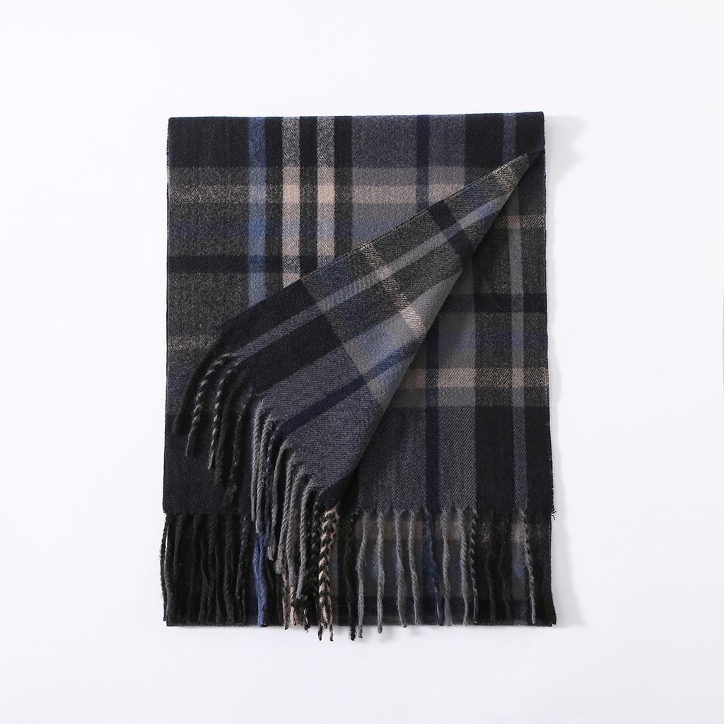 Autumn And Winter New Men'S Scarf Black And White British Style Imitation Cashmere Versatile Shawl Warm Double-Sided Scarf