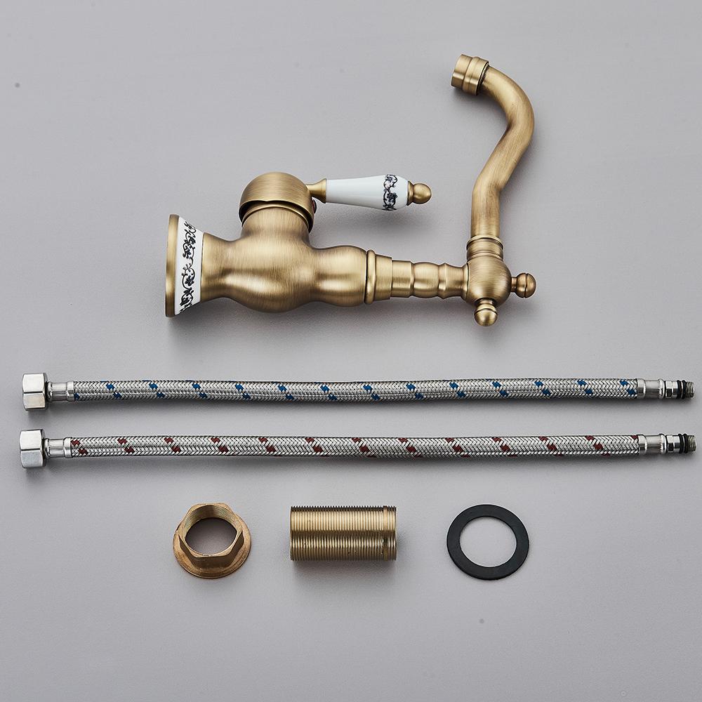 Антикварный латунный смеситель для ванной комнаты с вращающимся изливом, смеситель для раковины, кран для ванной комнаты, кухонный смеситель для мойки, краны для умывальника, кухонные смесители