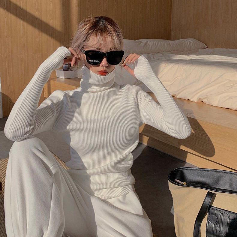 Водолазка женский свитер осень-зима корейский тонкий пуловер базовые топы повседневные мягкие вязаные свитера с длинными рукавами