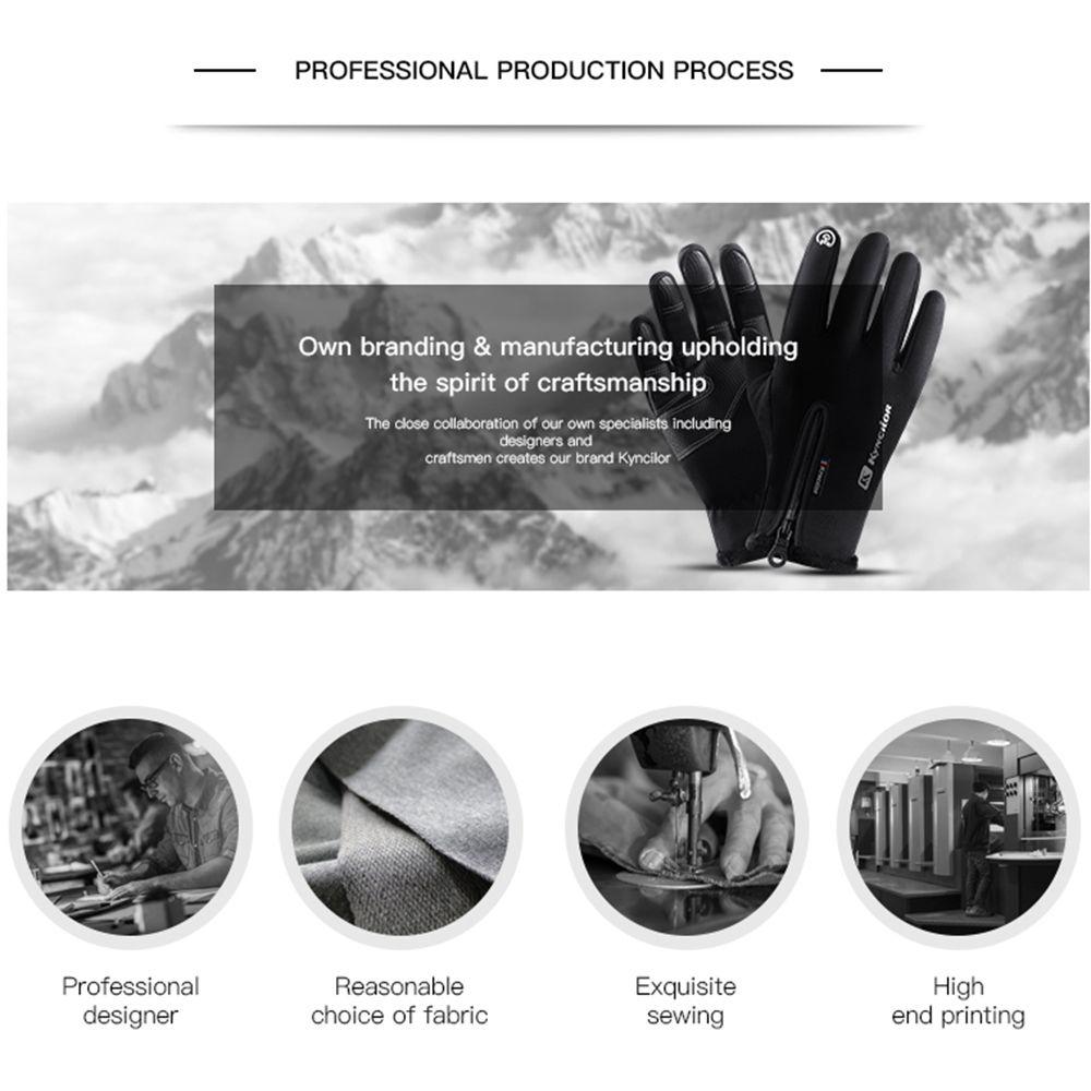 Спорт Водонепроницаемый Ветрозащитный Бег Лыжи Полные пальцы Сенсорный экран Теплые Термальный флис Велосипедные перчатки