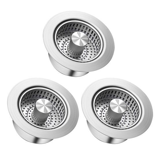 Stainless Steel Sink Drain Strainer Quick Drainage Anti-Clogging Food Catcher Basket Universal Press-Type Filter Sink Plugs for Kitchen