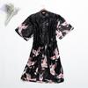Sleeping Robe Cranes Printed Imitation Silk Single Robe Wedding Bridesmaid Morning Robe Home Increase Robe Fashion Temperament Elegant