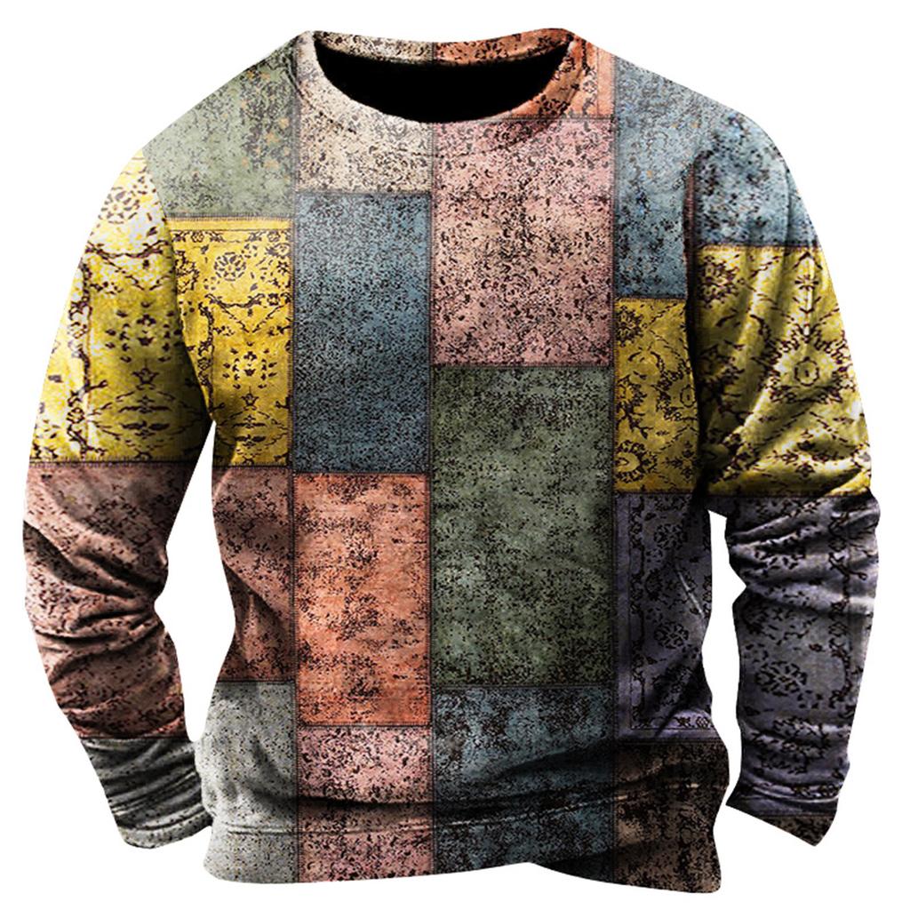 Мужская толстовка с принтом на открытом воздухе, свободная с длинными рукавами и этническим принтом