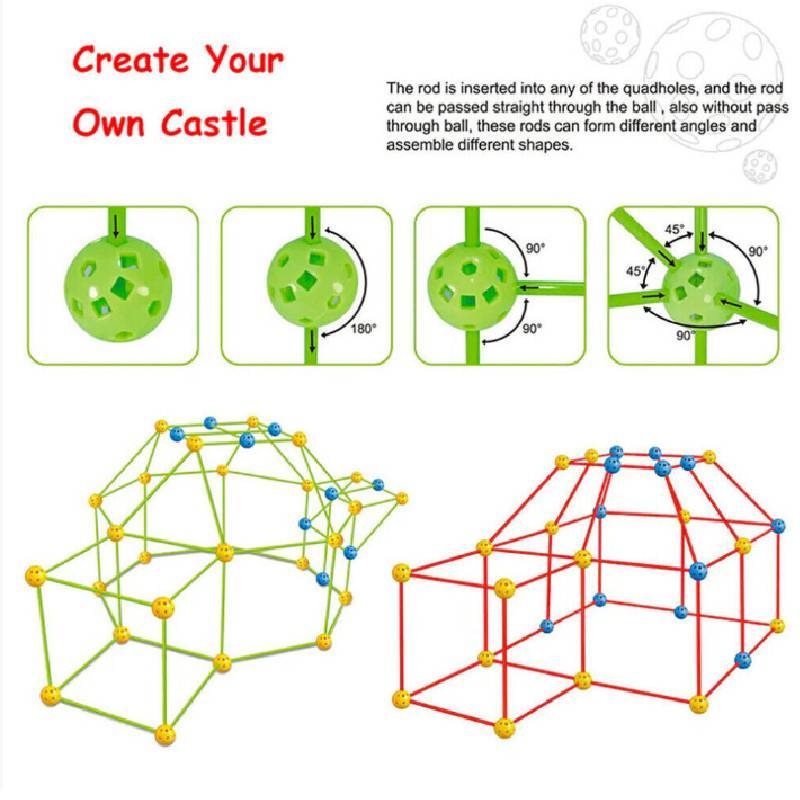Childrens Diy Construction Tent Set With Plastic Building Blocks For Creative And Educational Fun