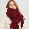 Зимний однотонный кашемировый шарф с кисточками, согревающий, женская пашмина, шаль, модные длинные шарфы, накидки для женщин 210*30см