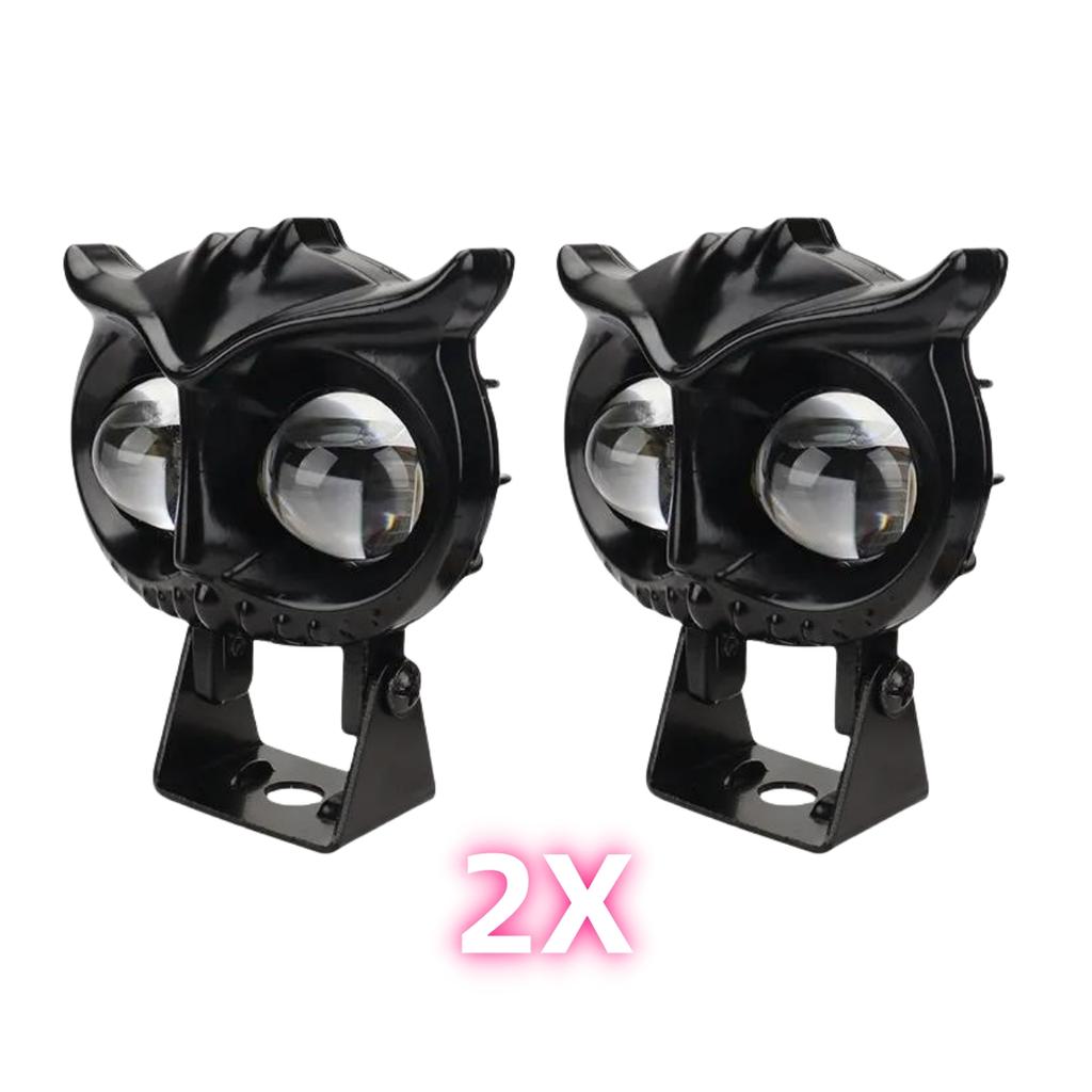 1PCS Dual Color Motorcycle Headlight Owl Design 4 Modes Auxiliary Spotlights Motorbike Scooter Fog Lamp Running Lights