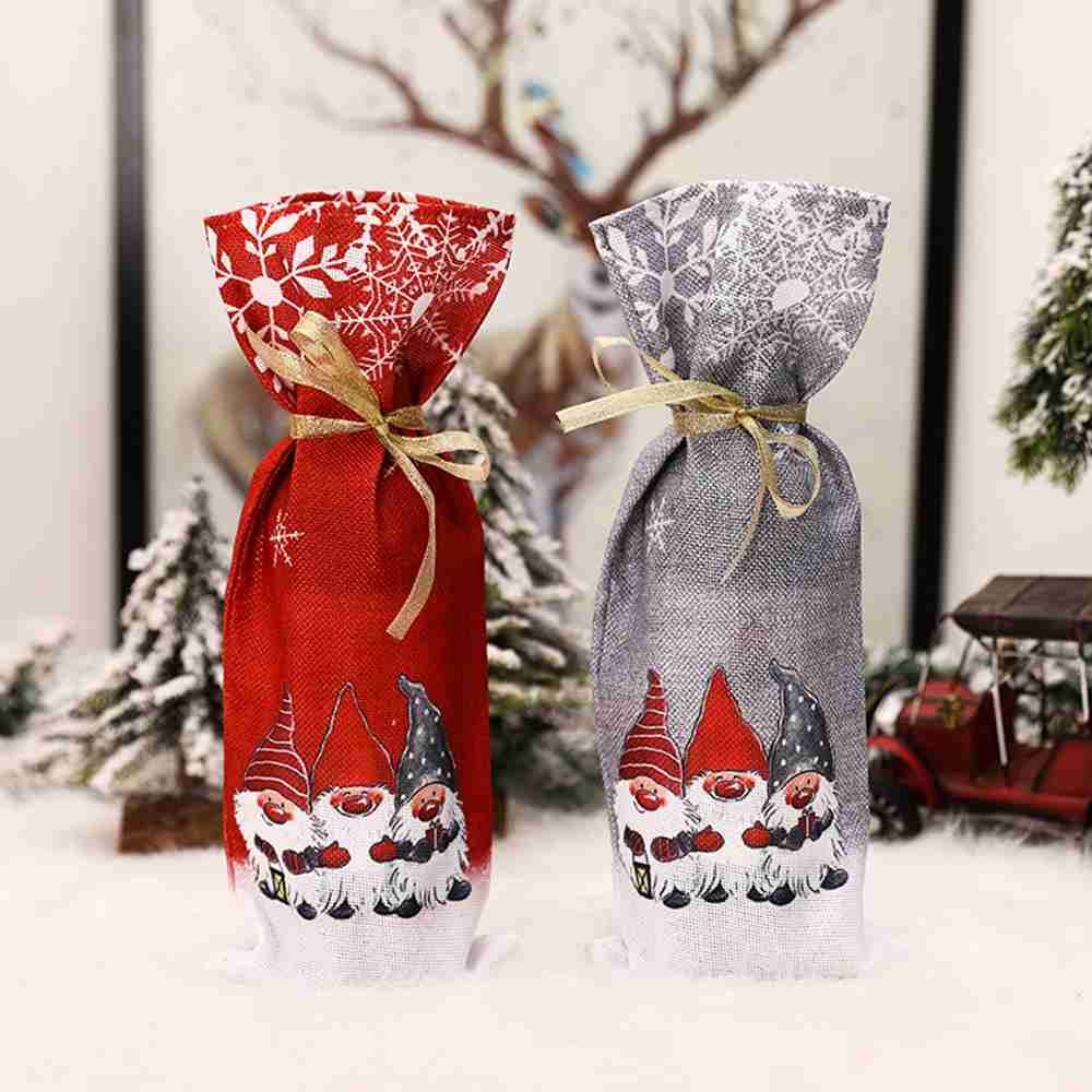 Dinner Party Table Decor Snowman Santa Claus Christmas Ornaments Bottle Dress Up Wine Bottle Cover
