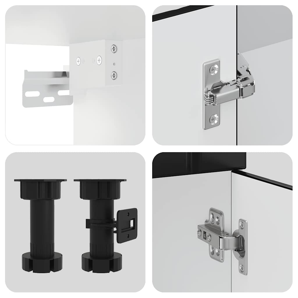 4 Piece Kitchen Cabinet Set Lucca Black Wood Based Material