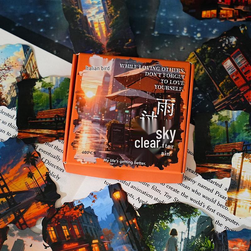 Yi Niao Серия «Мечтательный Дождь Любовь» Набор стикеров «Коробка Самолет» для Арт и DIY Журналов