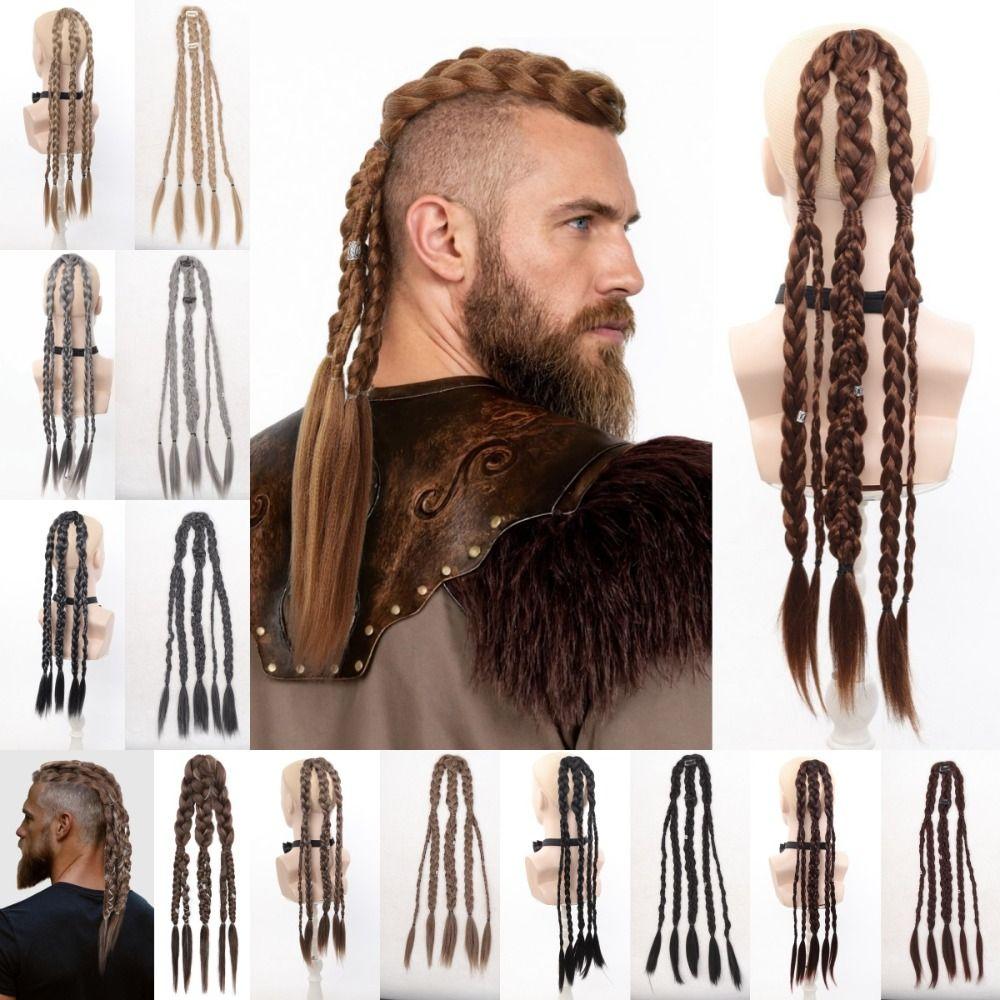 Длинные Viking Hair Extensions Clip In Ручная работа Косы Хвосты Аксессуары для Воина эпохи Возрождения
