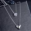 Women'S Fashion Jewelry Necklace Double Layer Chain Zircon Heart Pendants Necklaces For Women Kolye Choker S-N157
