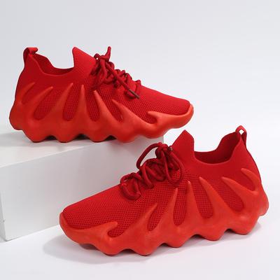 Осенние новые женские спортивные кроссовки для бега, модная вязаная повседневная обувь, уличная удобная обувь для парных моделей, большие размеры 43