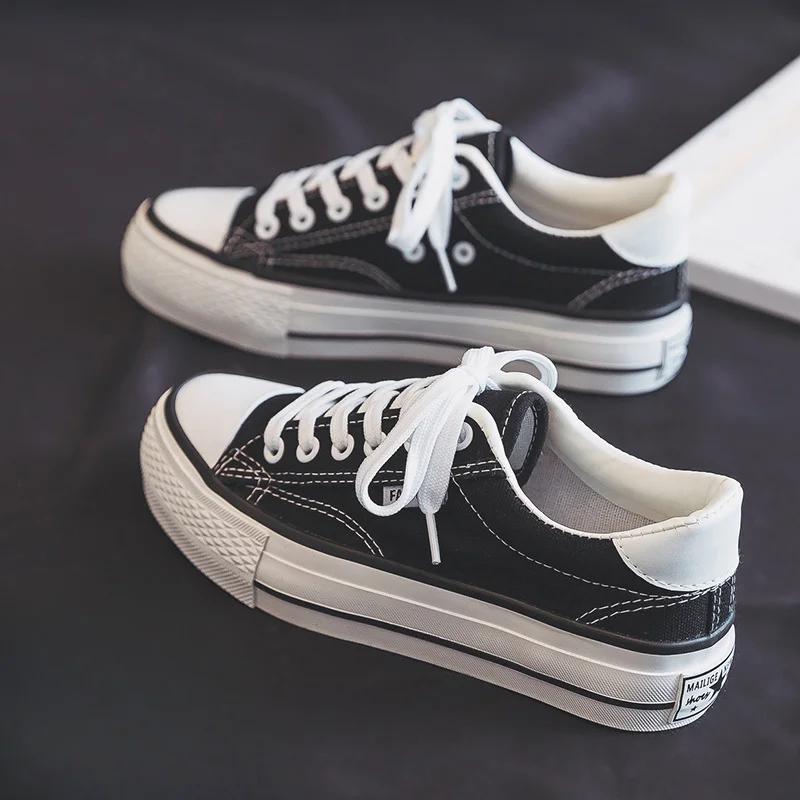 Новые холщовые женские туфли на толстой подошве, повседневные туфли с низким верхом, модные, удобные, вулканизированные туфли, туфли на плоской подошве, теннисные туфли для пар, легкая спортивная обувь