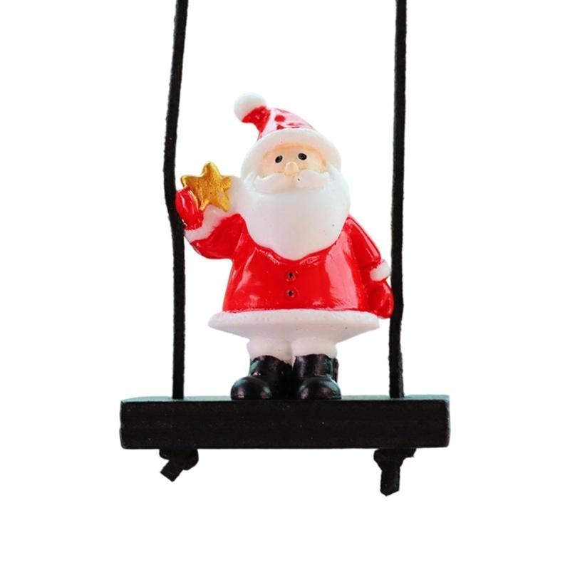 Festival Swinging Santa Auto Mirror Hanging Decoration Resin Christmas Ornament For Car Home Decoration