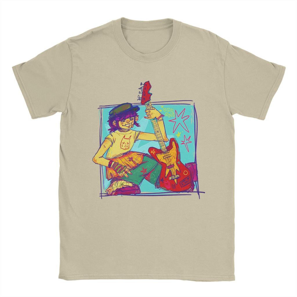 Повседневная футболка Leisure Noodle gorillaz для мужчин с круглым вырезом, 100% хлопок, футболки с коротким рукавом, топы больших размеров