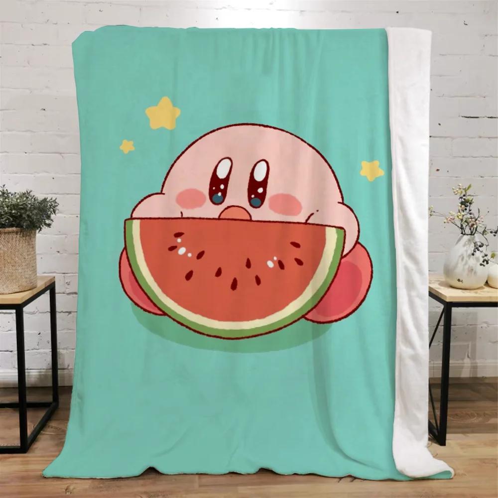 Kawaii Cartoon Kirbys Designer Throw Blanket Fluffy Custom Blanket Characters Home and Decoration Luxury Bedbel Knitted Plaid