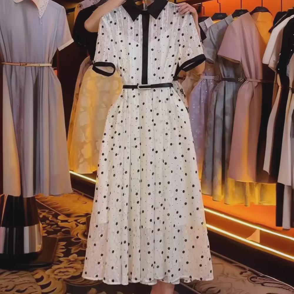 Niche Design 2024 женское летнее чайное платье в горошек - элегантная юбка с французской талией