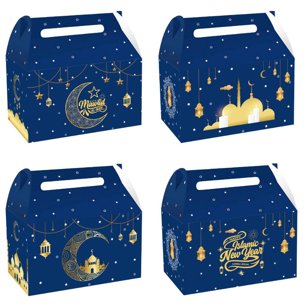 12PCS Mixed Pattern Eid Mubarak Packaging Boxes Paper Packing Box Ramadan Gift Box  Celebration
