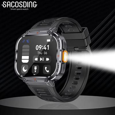 SACOSDING Новые 2,0-дюймовые умные часы 2024 года с Bluetooth-звонком, мужские спортивные фитнес-трекеры, умные часы для Android IOS, калькулятор, большая батарея 400 мАч