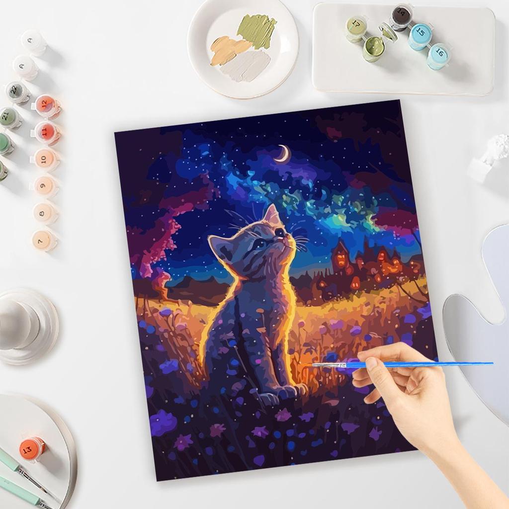 RUOPOTY Frame Diy Painting By Numbers For Adults Cat Animals Picture With Numbers Starter Kits Easy Paint Diy Gift For Home Decors