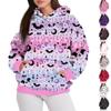 Women's Fashion Casual Pullover Hooded Sweatshirt Halloween Printed Long Sleeve Sweatshirt