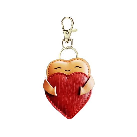 Handmade Faux Leather Heart Keychain Good Luck Decorative Love Charm Keyring Bags Backpacks Cars Accessories