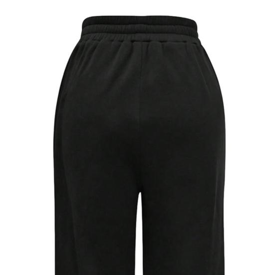 Women Long Pants Hip Hop Style Elastic High Waist Wide Leg Pants Solid Color Loose Fit Casual Trousers Daily Wear