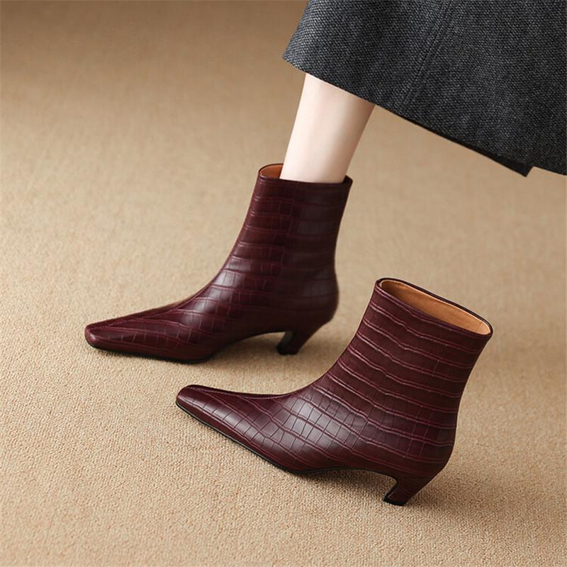 Модная женская обувь из спилковой кожи на осень-зиму, модные ботильоны с квадратным носком для женщин, короткие ботинки, женская обувь, ковбойские сапоги, zapatos mujer