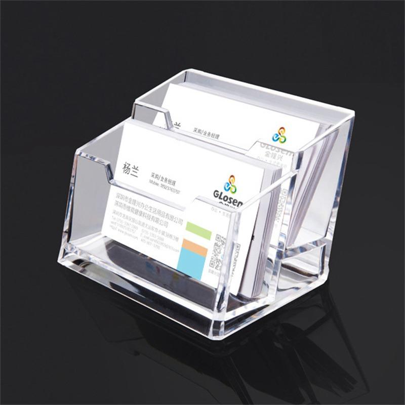 Card Storage Box Business Transparent Plastic Single Double Box Card Case Three-Layer Name Card Pedestal Desktop Card Pedestal