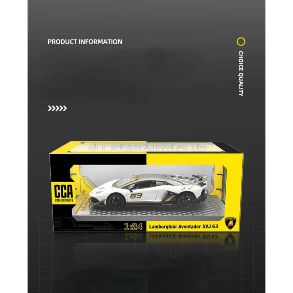 1/24 Модель суперкара Lamborghini Aventador SVJ63 Симуляция Литой Спортивный автомобиль Игрушка Подарок для детей Мальчиков Коллекционные Миниатюрные Автомобили