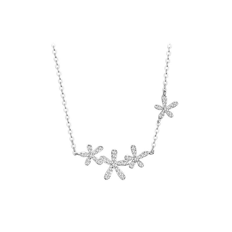 925 Sterling Silver Cherry Blossoms Pendant Necklace for Women Mnimalist Clavicle Chain Wedding Party Jewelry