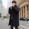Winter Hooded Cotton Jacket Plus Size Korean Style Trendy Mid-Length Thickened Warm Coat Men's Casual Versatile Solid Color