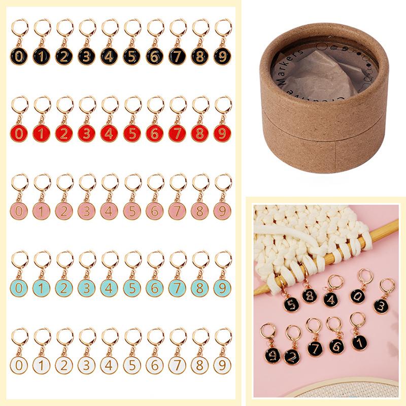 10PC/Set Alloy Enamel Numbered Knit Sewing Accessories Markers DIY Crafts With Removable Locking Clasp For Crochet and Knitting