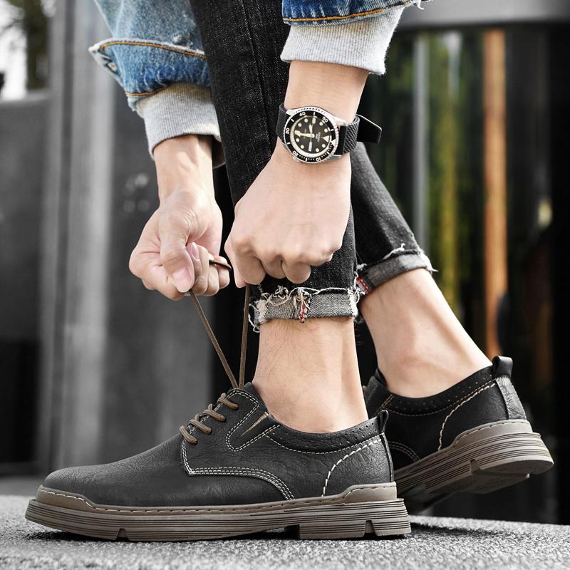 Мужская кожаная повседневная обувь первого слоя, универсальная износостойкая рабочая обувь, нескользящая походная обувь для скалолазания