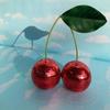 Mirror Glass Tile Cherry Handmade Shinny Red Ornaments Large Fake Fruit Home Table Decoration Party Disc Ball Christmas Gifts