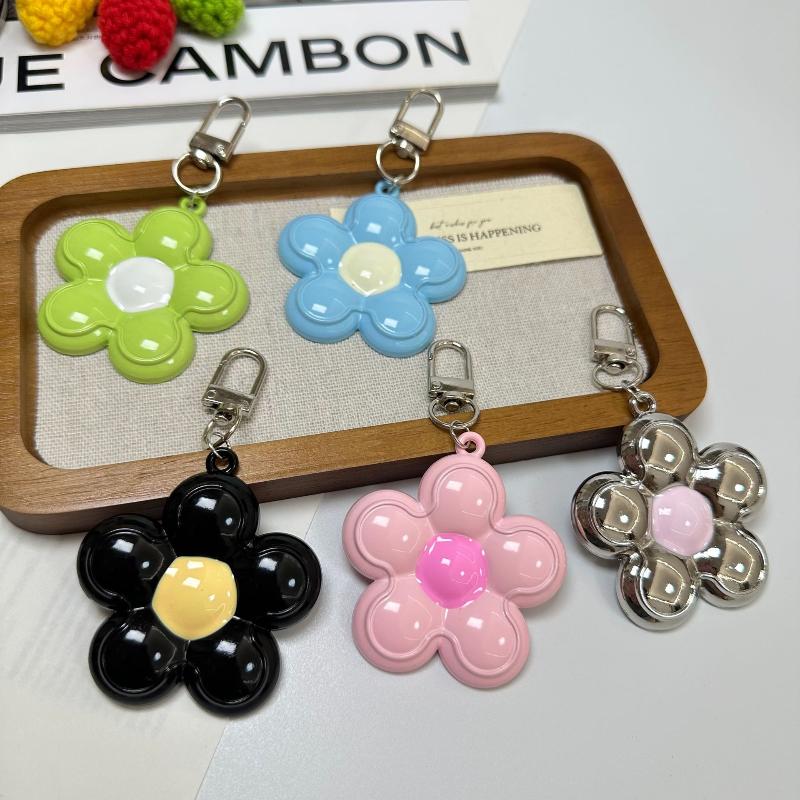 Trendy Candy Color Flower Keychain Sweet Cute Floral Keyring Phone Lanyard Key Holder Bag Pendant Couple Gifts
