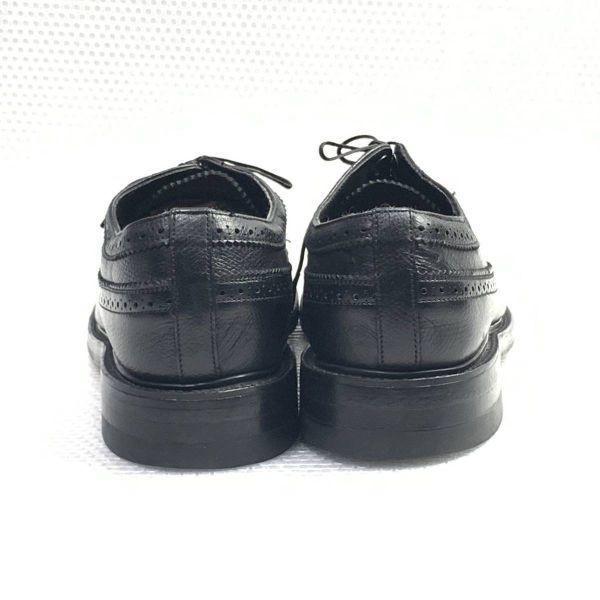 70s 80s Vintage Department Store Model Size 9D 26.5 27.0cm Long Wingtip American Full Brogue Black(USED)