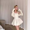 Белое платье на бретелях в балетном стиле для женщин Летом Новый стиль С завышенной талией Юбка А-силуэта Чтобы они выглядели стройными и пышными Короткая юбка