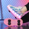 Children's Four-Wheel Charging Roller Skates LED Light Up Inline Skates Boys Walking Shoes Girls Roller Blades Entertainment