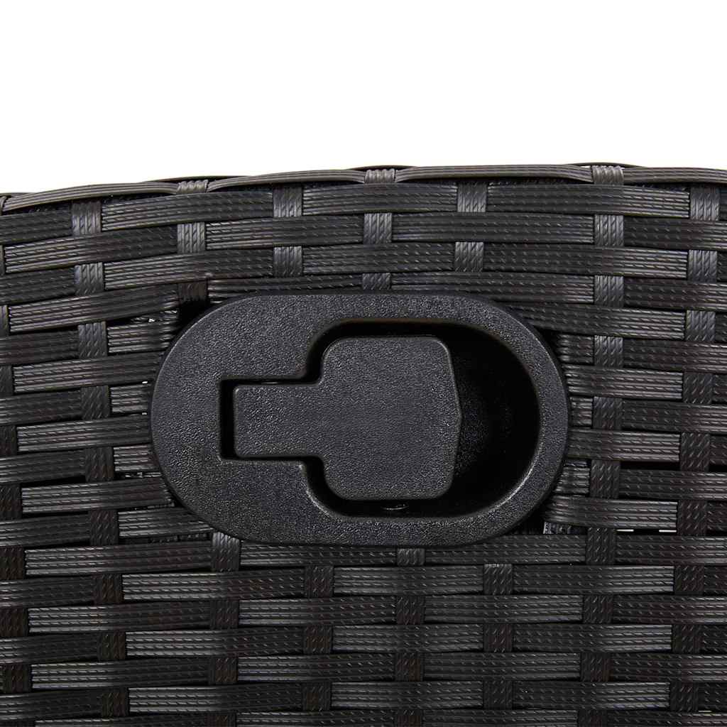 9 Piece Outdoor Dining Set with Cushions Black Poly Rattan