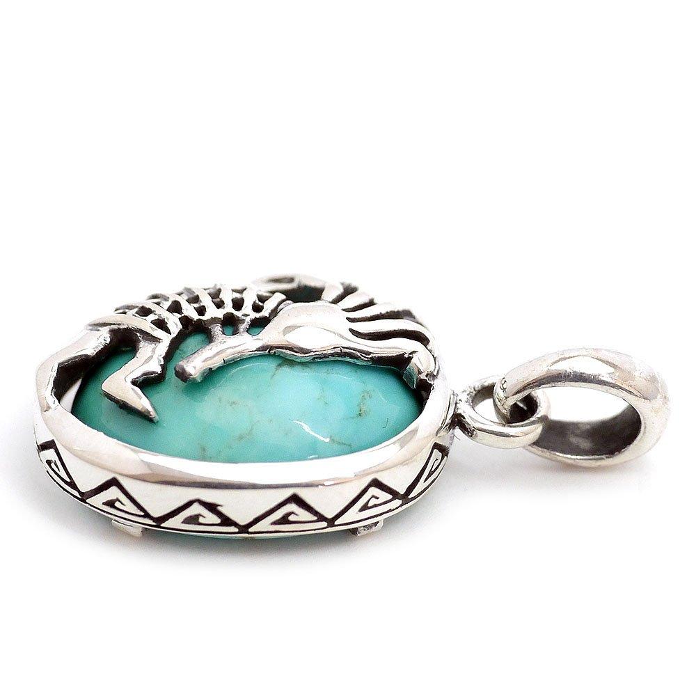 Серебро 925 Бирюза Кокопелли Подвеска Топ для Мужчин ma Камень Силы [Серебряный Один] (Амулет Хопи)