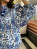 HandBlock Print Blue Floral Cotton Top |BOHO Volume Sleeves | Indian Cotton Tie-up Top | Puff Sleeves Bohemian Top | Women’s Indian Blouse