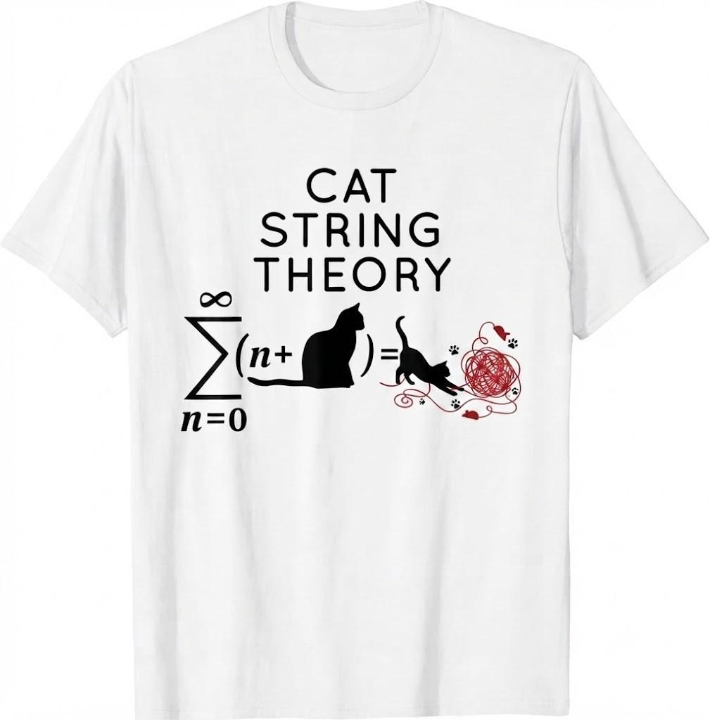 Cat String Theory T-Shirt, Funny Science Math Cat Tee, Cat Lover Gift Idea