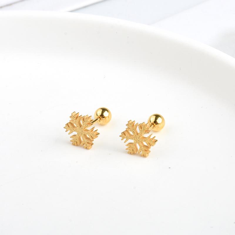 Корейская мода Клевер Каффы для ушей и Серьги-пусеты Снежинки - Не выцветающий Роскошный Дизайн