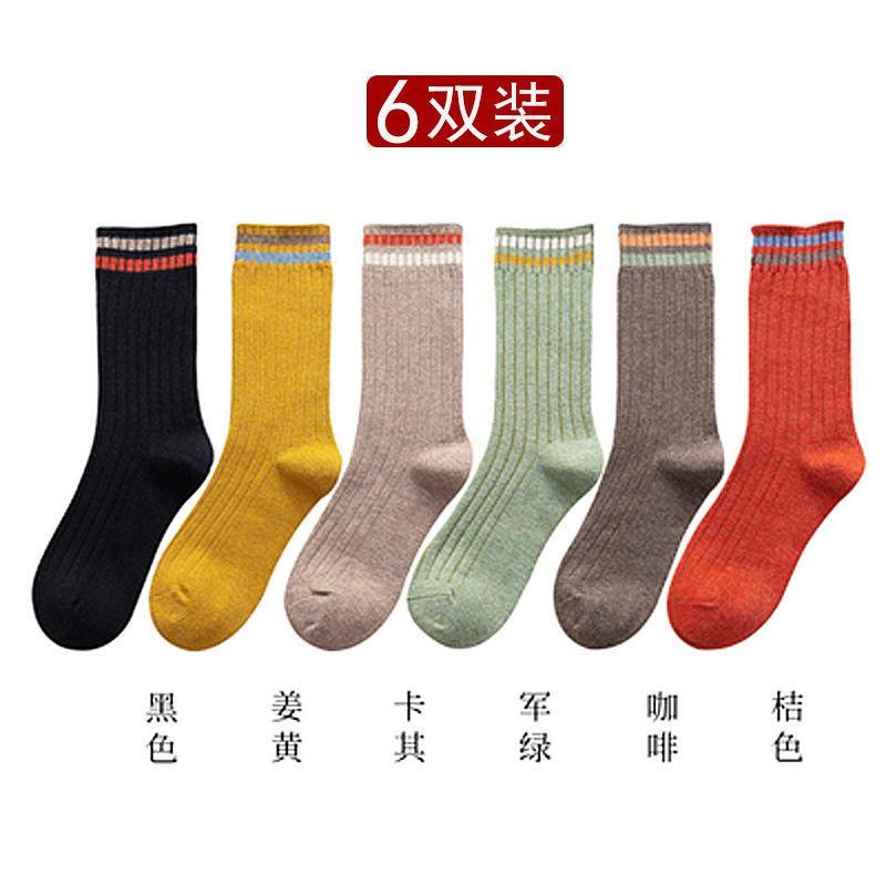 Высокие носки Детские хлопковые носки Носки средней длины Tide Stacking Носки в японскую полоску