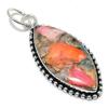 Spiny Oyster Gemstone Handmade 925 Sterling Silver Jewelry Pendant 2.64" O6M74