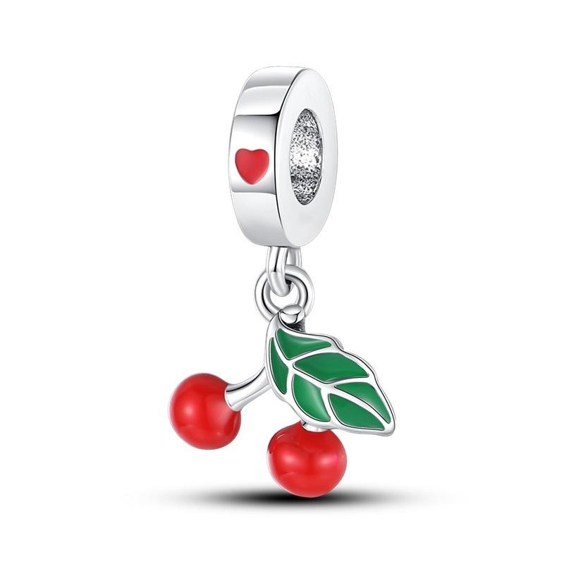 Подвеска из белой меди с серебряным покрытием 925 пробы с изображением фруктов в виде авокадо и вишни, браслет из бусин своими руками, подарок