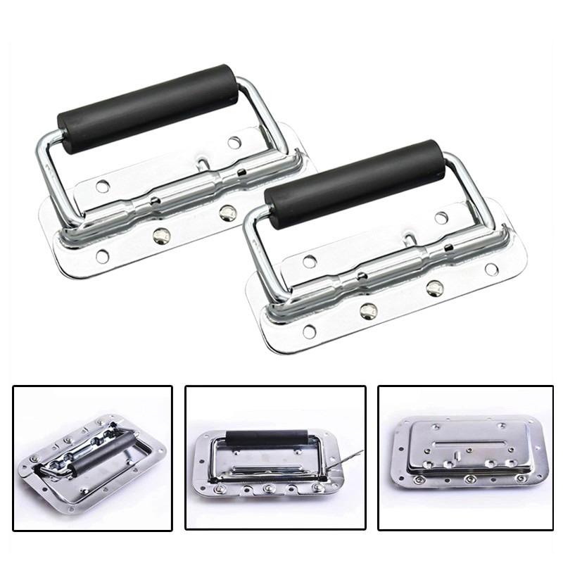 Metal Speaker Box Handle Easy Mount Black Spring Rubber Grip 4Pcs for Heavy Transport Flight Cases