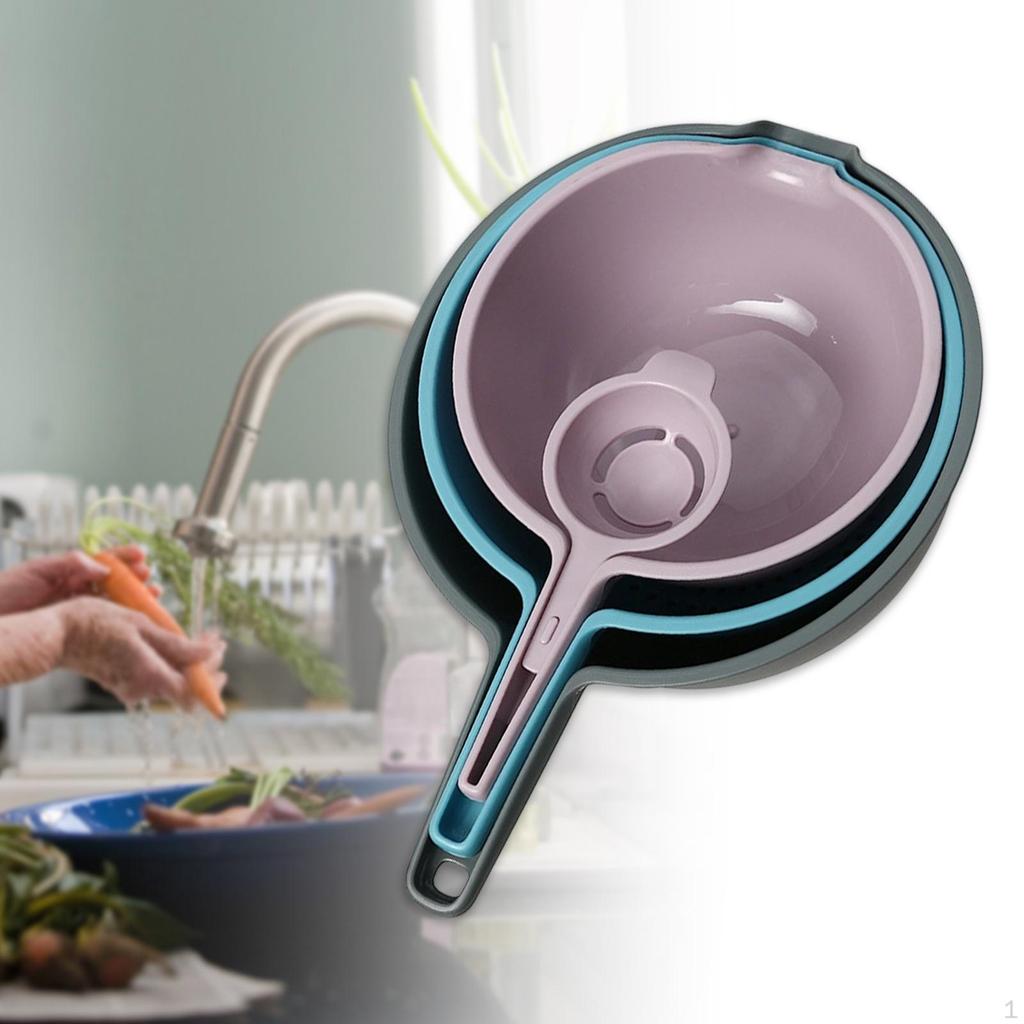 Набор мисок для смешивания Миска для гнездования с ручкой Носик для слива Дуршлаг Корзина для мытья овощей для