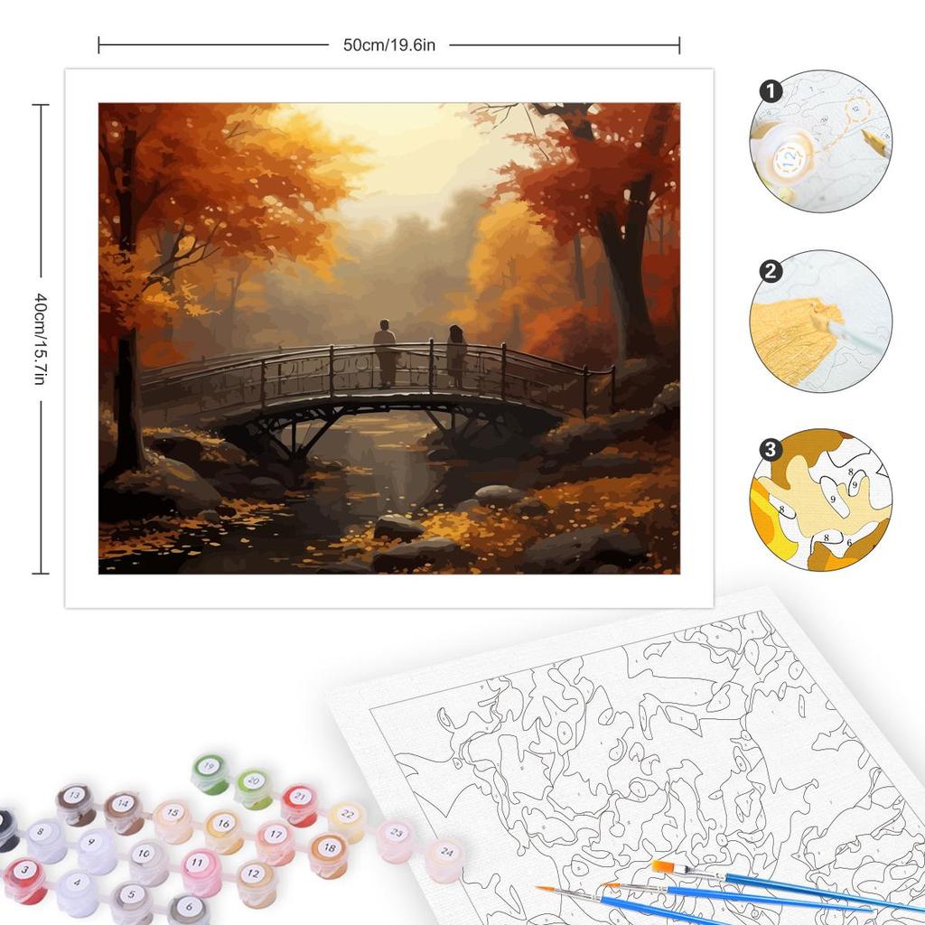 Рамка для картин по номерам, наборы для взрослых, осенний сад, пейзаж, краска на холсте, современное настенное украшение для дома, подарок 40x50 см